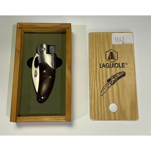 590 - Laguiole l'eclair 440 torch knife with wooden handle, blade length 7cm.