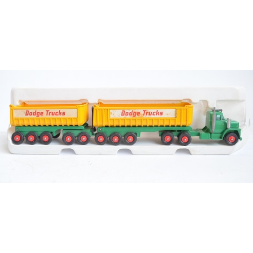 255 - Two vintage boxed Matchbox diecast model trucks to include K-16 Dodge tractor with twin tipper train... 