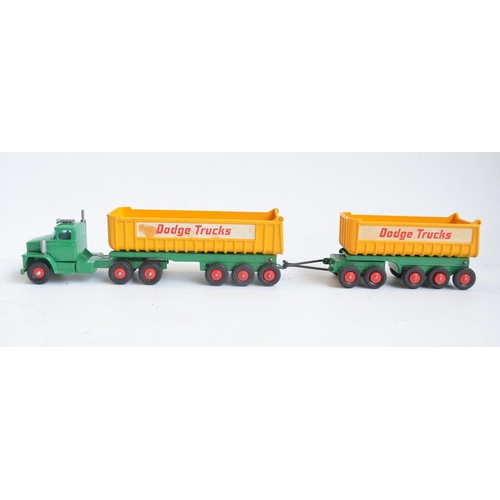 255 - Two vintage boxed Matchbox diecast model trucks to include K-16 Dodge tractor with twin tipper train... 