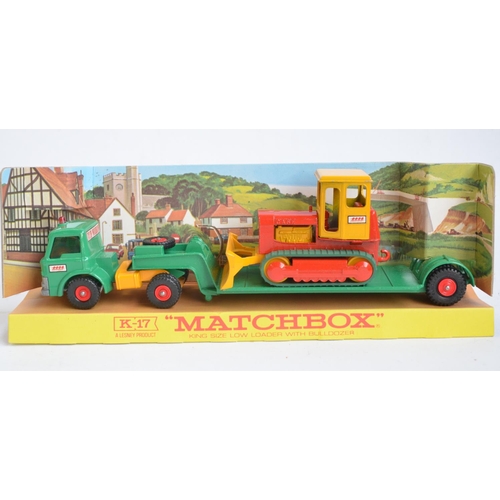 255 - Two vintage boxed Matchbox diecast model trucks to include K-16 Dodge tractor with twin tipper train... 