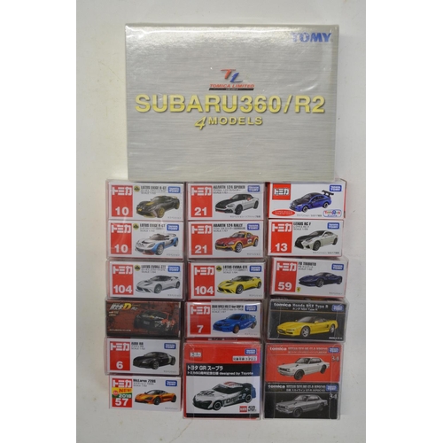 266 - Eighteen boxed small scale diecast model car sets from Takara Tomy, all Japanese imports to include ... 