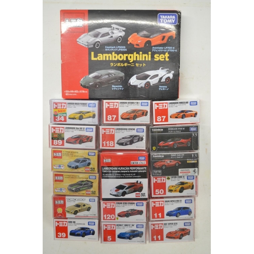 267 - Eighteen boxed small scale diecast model sports cars from Takara Tomy, all Japanese imports to inclu... 