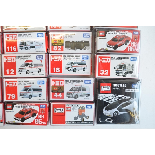 282 - Thirty two boxed Japanese imported small scale diecast models from Takara Tomy to include ambulances... 