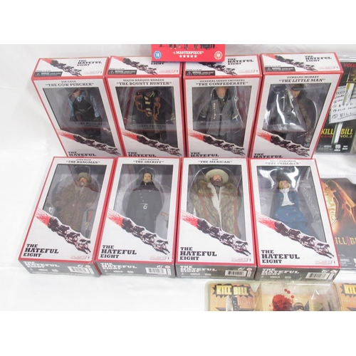 386 - NECA complete set of Hateful Eight figures, boxes in good condition figures mint, Blu-Ray DVD of Hat... 