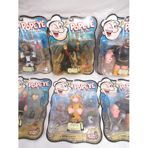 389 - Popeye the Sailorman - 10 Mezco figurines of Wimpy, Sea Hag, Bluto(x2), Olive Oyl, Pappy and Popeye ... 