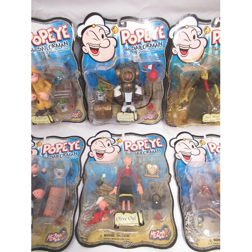 389 - Popeye the Sailorman - 10 Mezco figurines of Wimpy, Sea Hag, Bluto(x2), Olive Oyl, Pappy and Popeye ... 