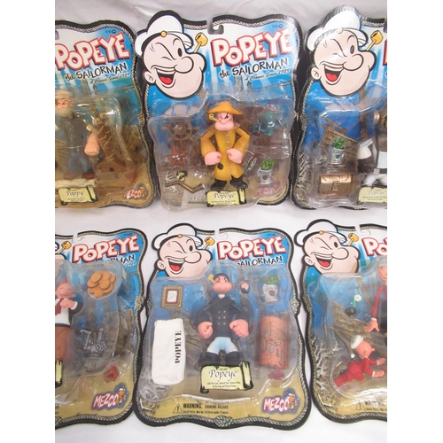 389 - Popeye the Sailorman - 10 Mezco figurines of Wimpy, Sea Hag, Bluto(x2), Olive Oyl, Pappy and Popeye ... 