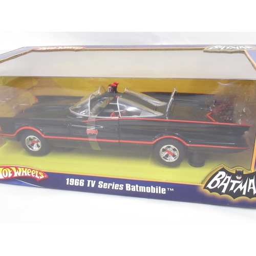 395 - Hot Wheels - A boxed 1:18 scale die-cast Hot Wheels 1966 TV Series Batmobile vehicle L2090, box stil... 