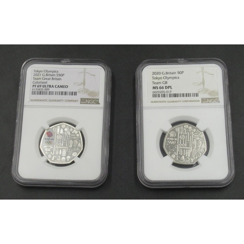 405 - NGC - Tokyo Olympics 2021 G.Britain S50P Team Great Britain Colorized PF 69 Ultra Cameo and 2020 G.B... 