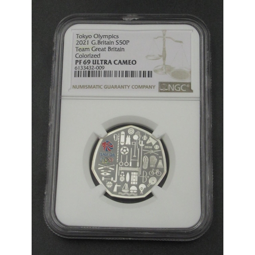 405 - NGC - Tokyo Olympics 2021 G.Britain S50P Team Great Britain Colorized PF 69 Ultra Cameo and 2020 G.B... 