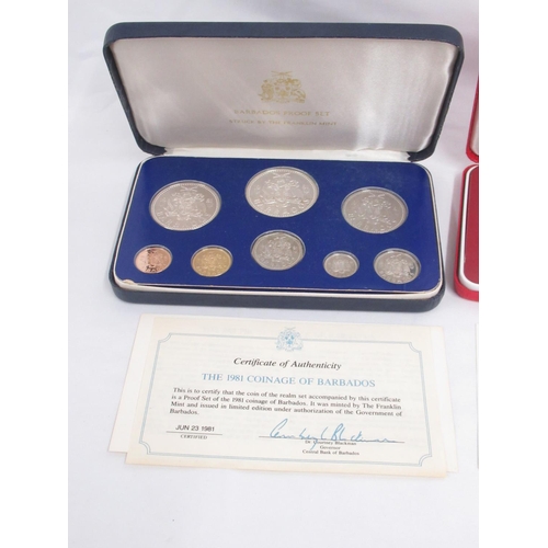 409 - Franklin Mint - 1981 Proof Coinage of Barbados with COA, Republic of the Philippines 1980 Proof Set ... 