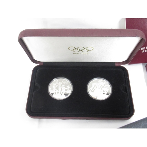 412 - US Mint US Olympic Coins of the Atlanta Centennial Olympic Games 1996 Silver One Dollar Proofs (2 bo... 