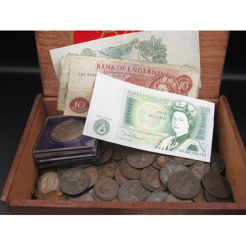 434 - Collection of assorted GB c20th coins and banknotes, with 13 pre-1947 GB silver content coins (gross... 