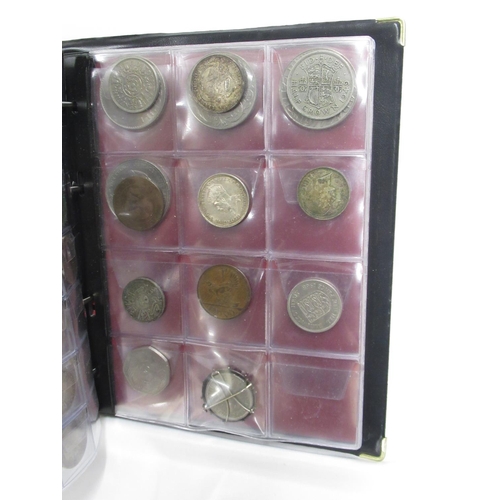 442 - Assorted collection of c20th GB coins in folder inc. farthings, pennys, sixpences, half-crowns, etc.