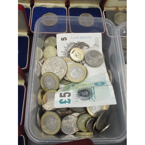 447 - Mixed collection of 50ps, £5 coins, £1s, £2s, 10ps, etc.