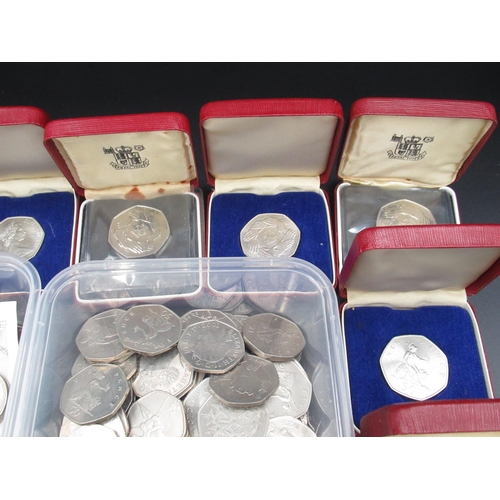 447 - Mixed collection of 50ps, £5 coins, £1s, £2s, 10ps, etc.