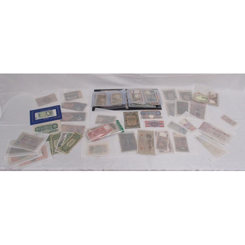 451 - Mixed collection of c20th International Banknotes, loose and in folder cont. Marks, Dollars, Francs,... 