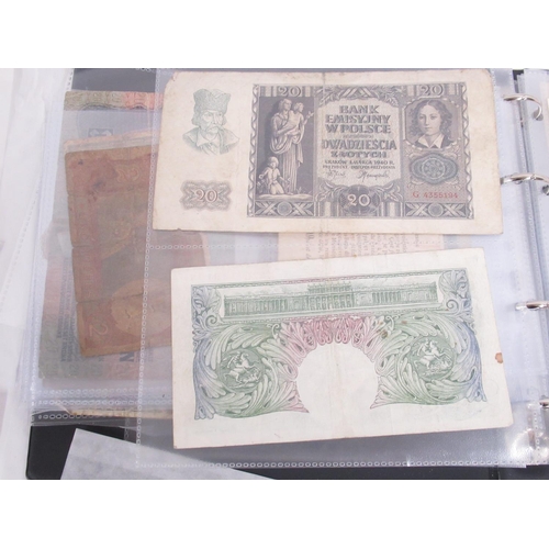 451 - Mixed collection of c20th International Banknotes, loose and in folder cont. Marks, Dollars, Francs,... 