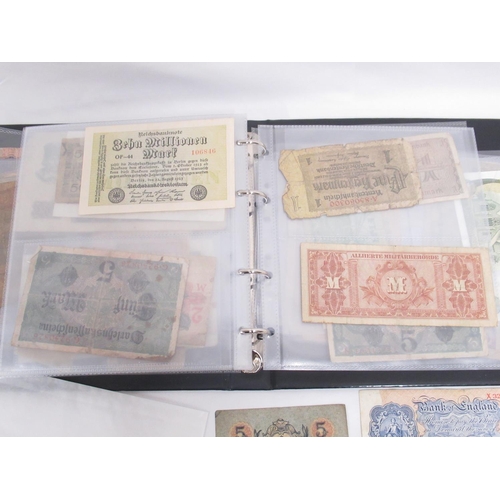 451 - Mixed collection of c20th International Banknotes, loose and in folder cont. Marks, Dollars, Francs,... 