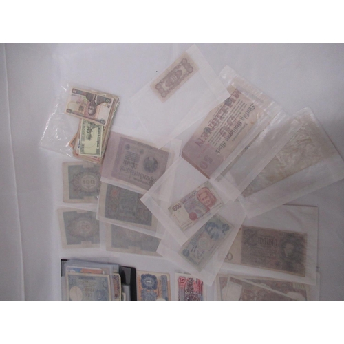 451 - Mixed collection of c20th International Banknotes, loose and in folder cont. Marks, Dollars, Francs,... 