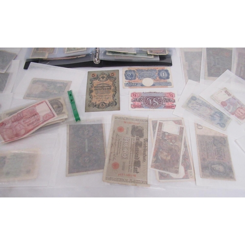 451 - Mixed collection of c20th International Banknotes, loose and in folder cont. Marks, Dollars, Francs,... 