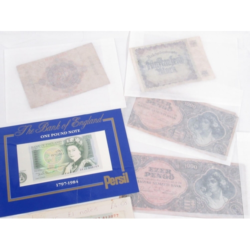 451 - Mixed collection of c20th International Banknotes, loose and in folder cont. Marks, Dollars, Francs,... 