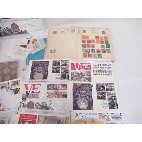 452 - Assorted collection of c20th International and GB coins, VE day & other First Day Covers with proof ... 