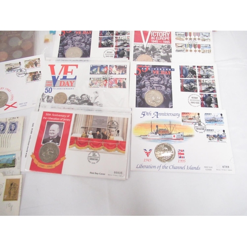 452 - Assorted collection of c20th International and GB coins, VE day & other First Day Covers with proof ... 