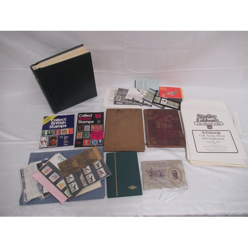 460 - Green Stanley Gibbons Windsor Album Great Britain cont. some stamps, collection of loose stamps, Sta... 