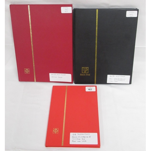 463 - Red album cont. QEII Mint Stamps until 2008, 8 almost full pages, black album con.t QEII Mint stamps... 