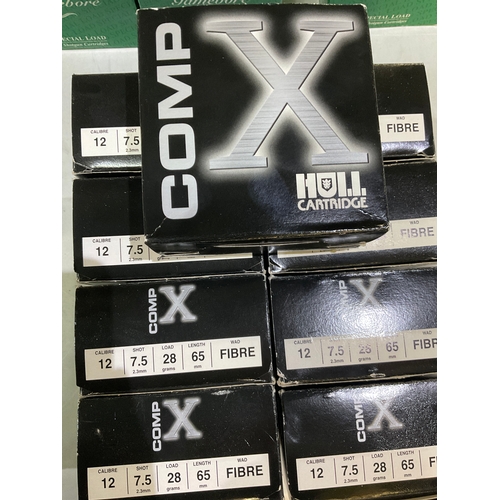 648 - 225 Comp X by hull cartridge, fibre wadding.  Cal 12 Shot 7.5 Load 28gms 
Shot gun certificate requi... 