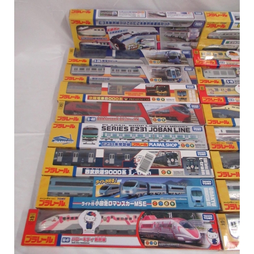 327 - Large collection of Takara TOMY Japanese Import boxed trains and carriages, (89 in 3 boxes)