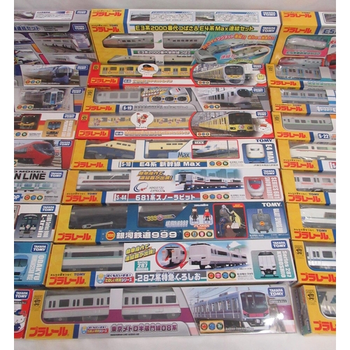 327 - Large collection of Takara TOMY Japanese Import boxed trains and carriages, (89 in 3 boxes)