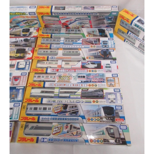 327 - Large collection of Takara TOMY Japanese Import boxed trains and carriages, (89 in 3 boxes)