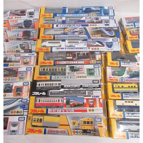 327 - Large collection of Takara TOMY Japanese Import boxed trains and carriages, (89 in 3 boxes)