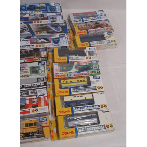 327 - Large collection of Takara TOMY Japanese Import boxed trains and carriages, (89 in 3 boxes)