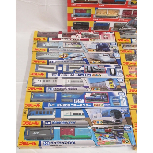 327 - Large collection of Takara TOMY Japanese Import boxed trains and carriages, (89 in 3 boxes)