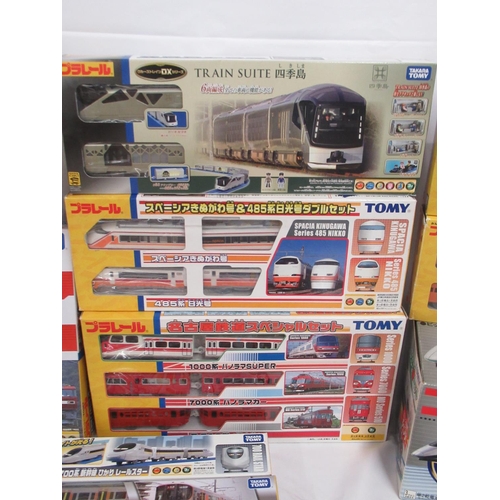 327 - Large collection of Takara TOMY Japanese Import boxed trains and carriages, (89 in 3 boxes)