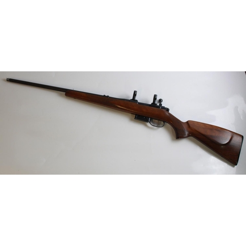 574 - 22 Hornet Bolt Action rifle from the Brno Arms Factory. Barrel screwed for moderator, scope rings/mo... 