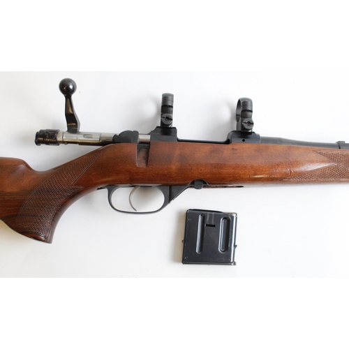 574 - 22 Hornet Bolt Action rifle from the Brno Arms Factory. Barrel screwed for moderator, scope rings/mo... 