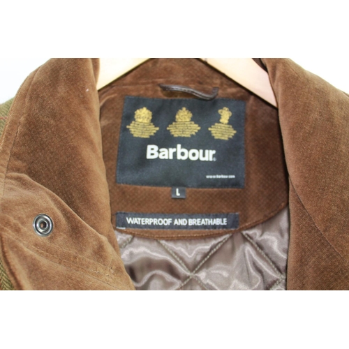 609 - Gents tweed Barbour shooting jacket with quilted lining, size large