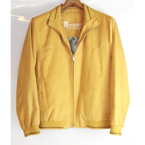 619 - Gents Benny, Les Hommes suede leather bomber jacket in yellow/tan, size L, never worn