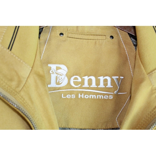 619 - Gents Benny, Les Hommes suede leather bomber jacket in yellow/tan, size L, never worn