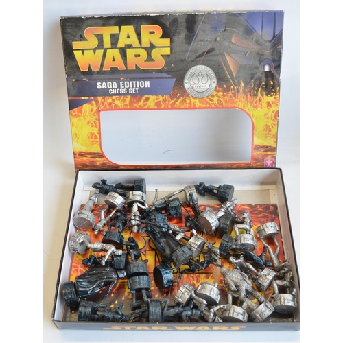 312 - Collection of Star Wars toys, models and board games to include Saga Edition Chess set (incomplete, ... 