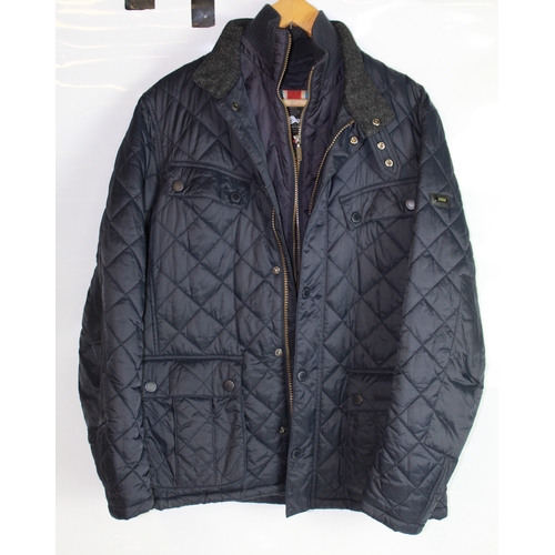 623 - Barbour quilted coat in navy blue, 'windshield quilt', size L