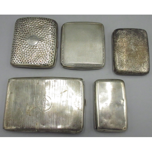 74 - Collection of silver cigarette cases with various makers and dates between 1891-1915, 17.72ozt