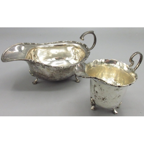 79 - 20th century silver sauce boat, by William Greenwood & Sons, Birmingham, 1958, GeorgeV cream jug, by... 