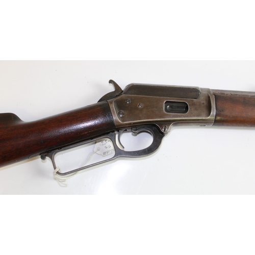 525 - Marlin Lever Action 25-20 single shot Sheriffs Rifle, manufactured 1881. Barrel length 13ins, Length... 