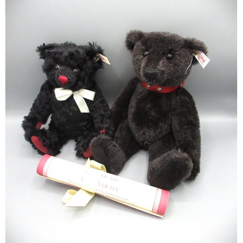 156 - WITHDRAWN Steiff Dominic exclusively for Hamley's in black mohair, H26cm, and a Steiff limited editi... 