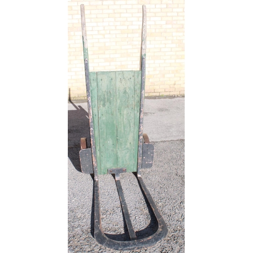 1206 - C20th heavy duty luggage 2 wheel trolley, L163cm W52cm H48cm, metal trolley rack approx. 100cm, whee... 